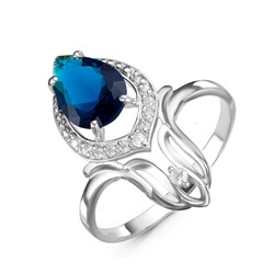 Серебряное кольцо с фианитом синего цвета 812