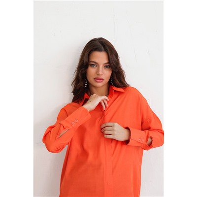 10825 Базовая удлинённая рубашка оранжевая