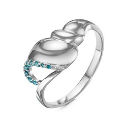 Серебряное кольцо с голубыми фианитами - 1156