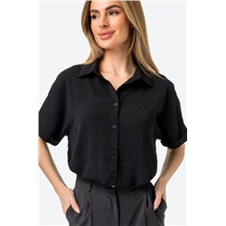 Женская рубашка с коротким рукавом из ткани-жатка Happyfox