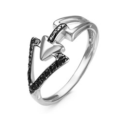 Серебряное кольцо с черными фианитами 974