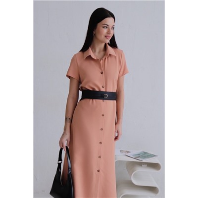 11683 Платье-рубашка удлинённое персиковое (остаток: 42, 44)