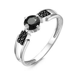 Серебряное кольцо с черными фианитами 972