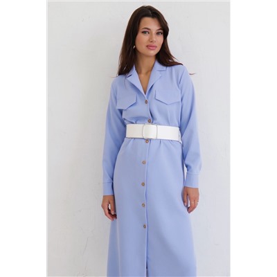 10535 Платье-рубашка с английским воротником голубое (остаток: 42)