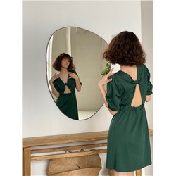 5717 Платье с декоративными узлами зелёное (остаток: 48)