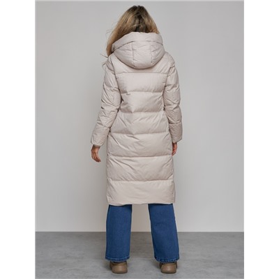 Пальто утепленное молодежное зимнее женское светло-серого цвета 52325SS
