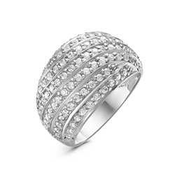 Серебряное кольцо с бесцветными фианитами 1036