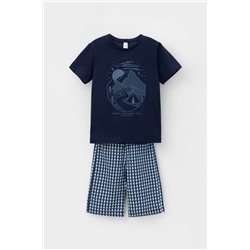 Пижама для мальчика Crockid К 1634-1 морской синий, маленькая клетка