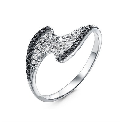 Серебряное кольцо с черными фианитами - 1294