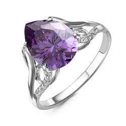 Серебряное кольцо с фианитом фиолетового цвета 305