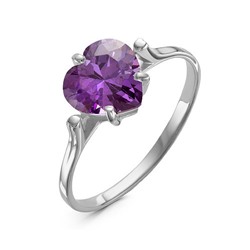 Серебряное кольцо с фиолетовым фианитом 943