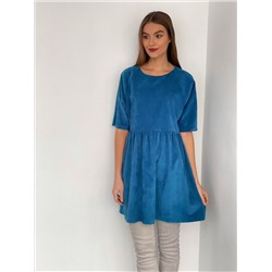 s3488 Платье вельветовое ярко-голубое Размер 46
