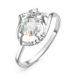 Серебряное кольцо с бесцветными фианитами - 698