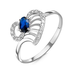 Серебряное кольцо с фианитом синего цвета 228