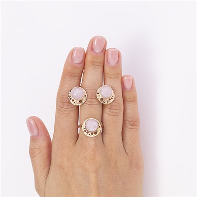 Позолоченное кольцо с розовым кварцем - 1390 - п