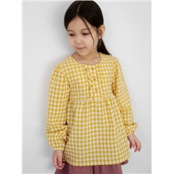 Блуза для девочки из ткани жёлтый клетка