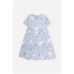 Платье для девочки Crockid К 5771 серо-голубой меланж единорог в цветах