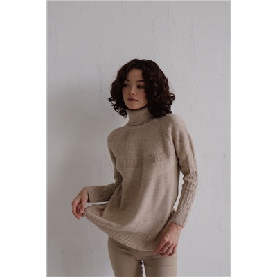 9902 Рустикальный свитер кремовый