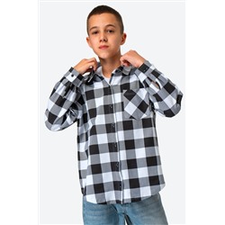 Рубашка в клетку для мальчика из футера двухнитки Happyfox