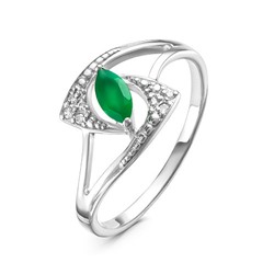Серебряное кольцо с зеленым агатом 694