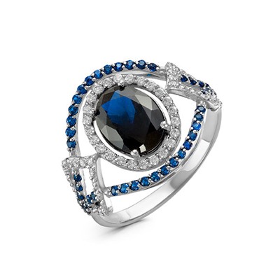 Серебряное кольцо с синими фианитами 068