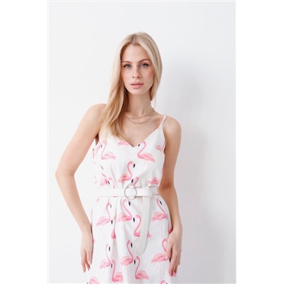9138 Платье-комбинация с принтом "фламинго" (остаток: 46)