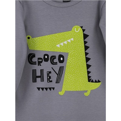 Пижама для мальчика Baby Boom КС15/1-И Серый Croco + полоса зелёная точки