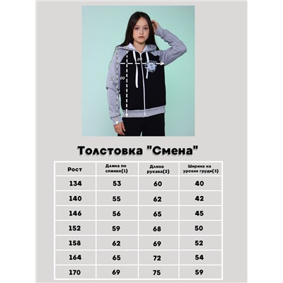 Толстовка "Смена" синий-серый