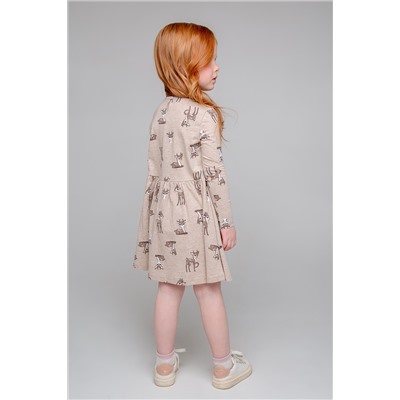 Платье для девочки Crockid КР 5775 бежевый меланж, оленята к353