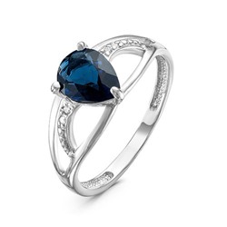 Серебряное кольцо с синим фианитом 687