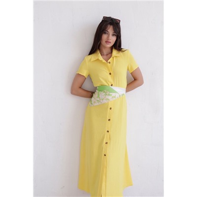 9689 Платье-рубашка удлинённое лимонное (остаток: 42, 44)