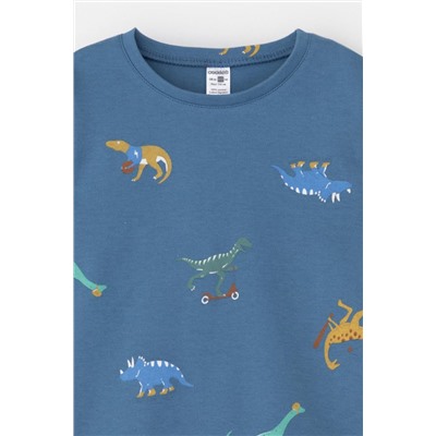 Пижама для мальчика Crockid К 1552 синяя волна, дино спортсмены