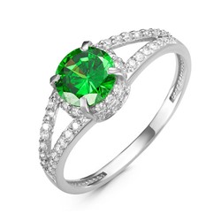 Серебряное кольцо с фианитом зеленого цвета 191
