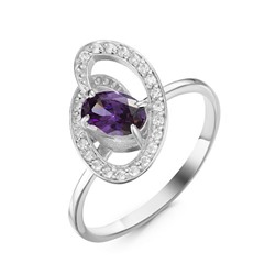 Серебряное кольцо с фианитом фиолетового цвета  034