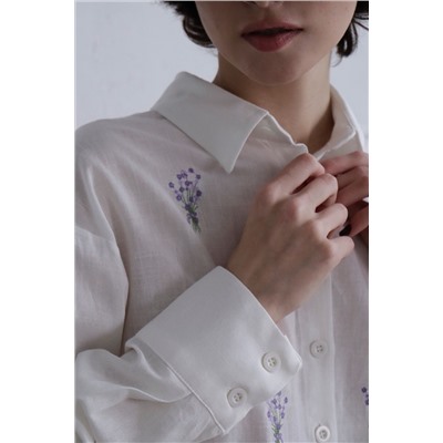 11307 Рубашка хлопковая белая с вышивкой (остаток: 40)