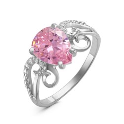 Серебряное кольцо с розовым фианитом 701