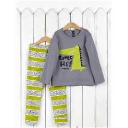 Пижама для мальчика Baby Boom КС15/1-И Серый Croco + полоса зелёная точки