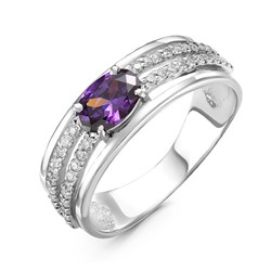 Серебряное кольцо с фианитом фиолетового цвета  429