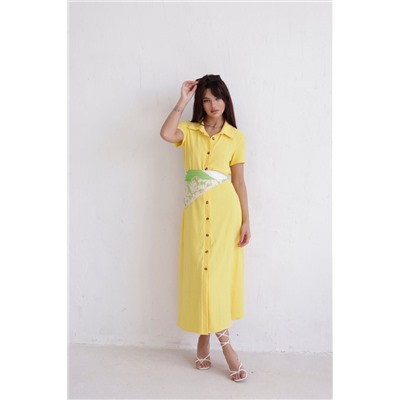 9689 Платье-рубашка удлинённое лимонное (остаток: 42, 44)