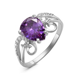 Серебряное кольцо с фианитом фиолетового цвета 701