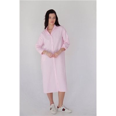 12320 Платье-рубашка розовое в полоску