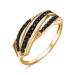 Позолоченное кольцо с черными фианитами - 1327 - п