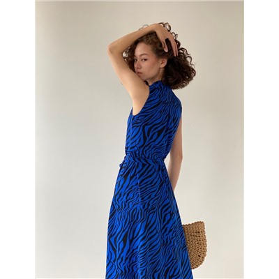 6762 Платье, как из к/ф "Красотка", синее с принтом (остаток: 42, 44)