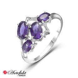 Серебряное кольцо с фиолетовыми фианитами - 285