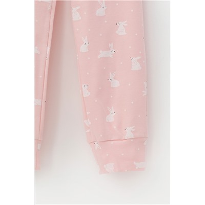 Пижама для девочки Crockid К 1552 зайки на бежево-розовом