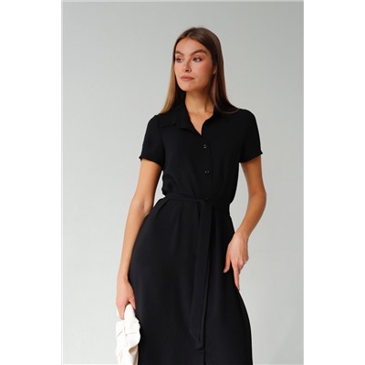 6121 Платье-рубашка удлинённое чёрное (остаток: 42)