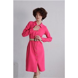 24015 Платье-рубашка из микровельвета розовое (42, 44)