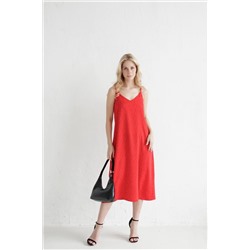 9564 Платье-комбинация красное в горошек (остаток: 42)