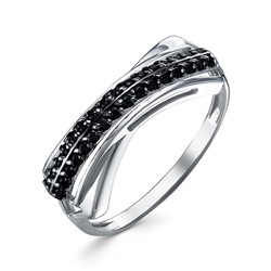 Серебряное кольцо с черными фианитами - 1320