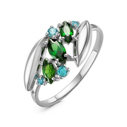 Серебряное кольцо с разноцветными фианитами 920